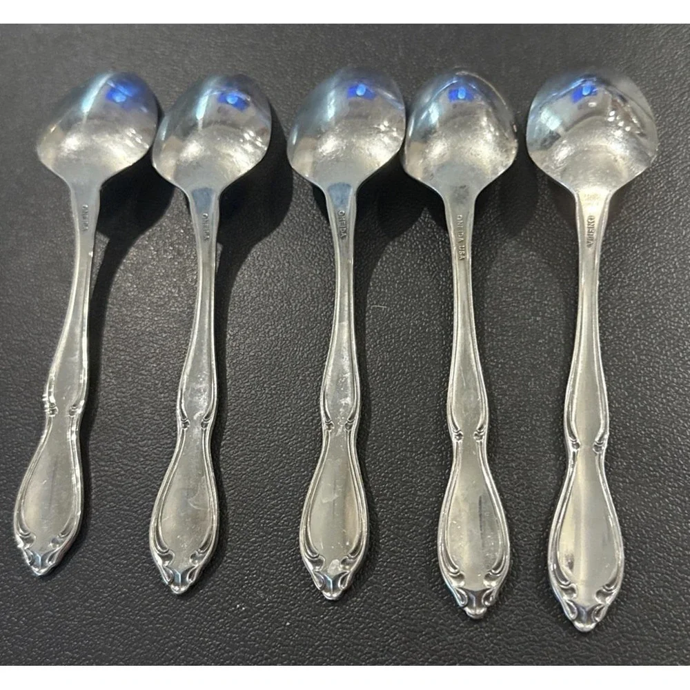 Oneida Deluxe Strathmore Stainless Steel Teaspoon Spoon Spoons Set Of 5 USA